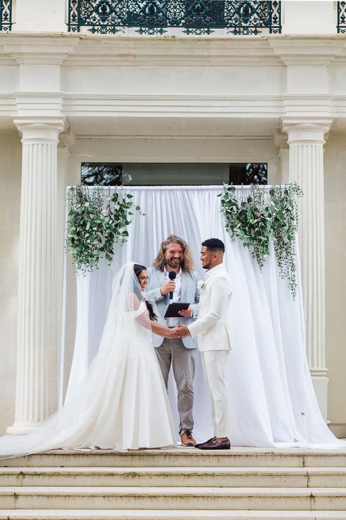 Marriage celebrant Marcus officiating a wedding ceremony in Paris France